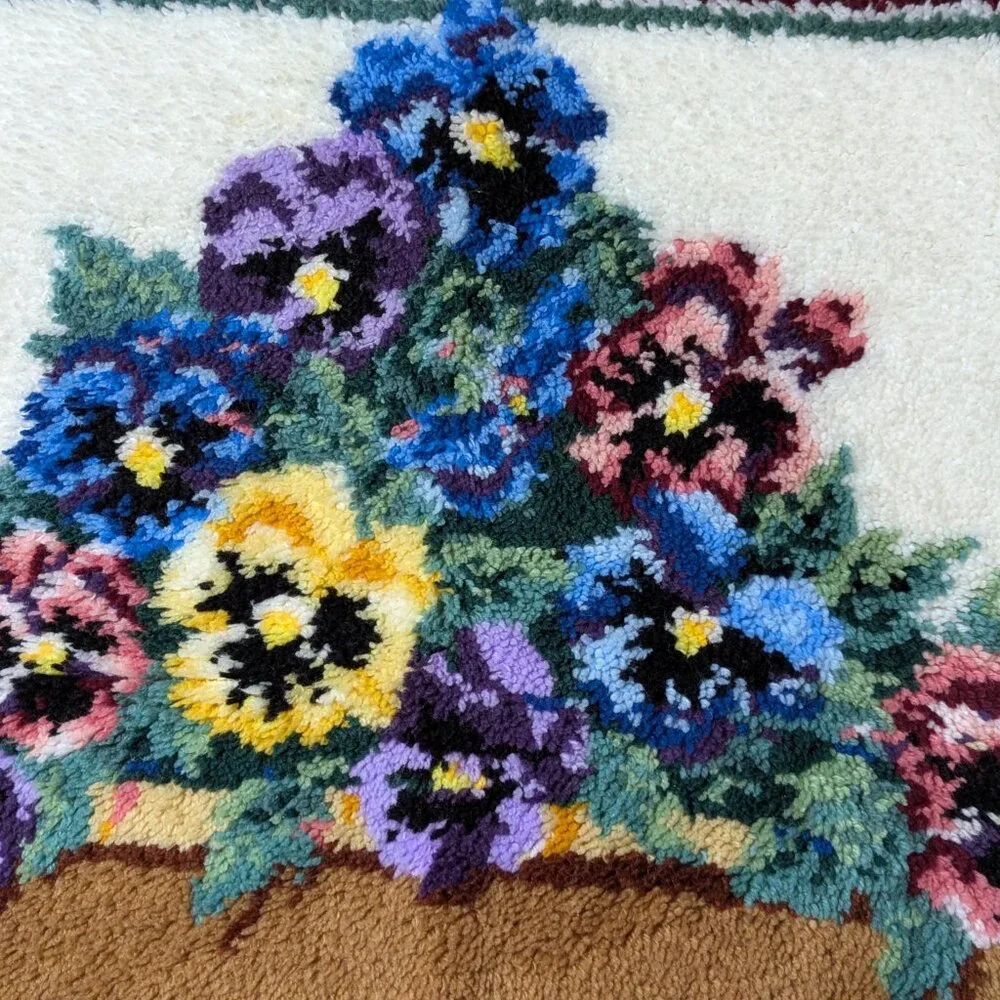 Handmade Colorful Pansy Soft Large Latch Hook Rug 42